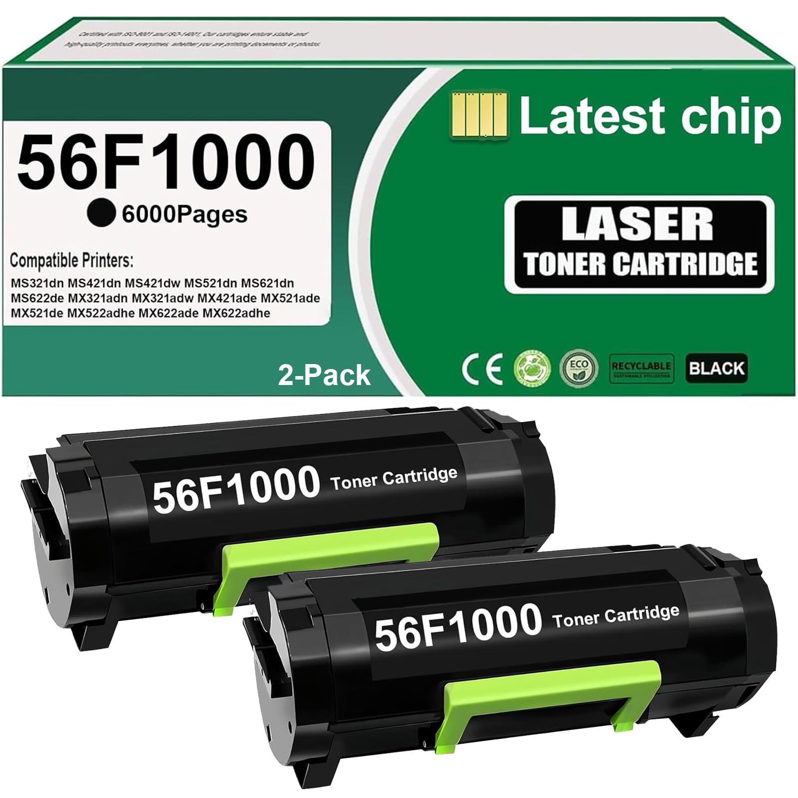 Eficazink 56F1000 Toner Cartridge Compatible for MS321dn MS421dn MS421dw MS521dn MS621dn MS622de MX321adn MX321adw MX421ade MX521ade MX521de MX522adhe