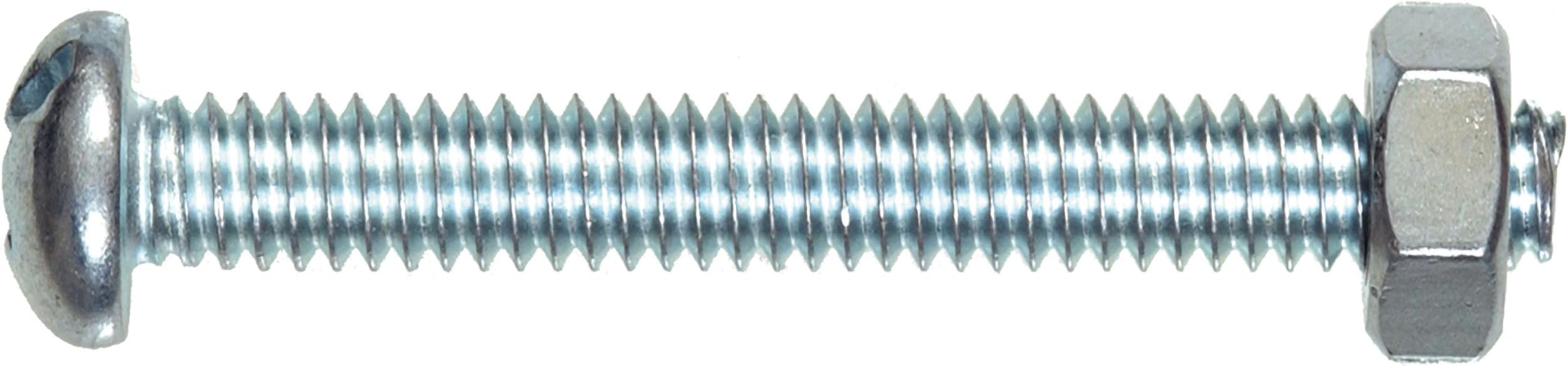 The Hillman Group 7710 Round Head Combo Machine Screw with Nut, 10-32-Inch x 1 1/4-Inch, 8-Pack