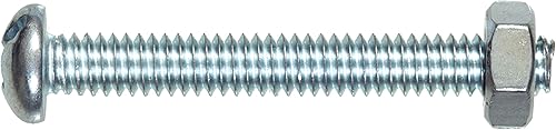 The Hillman Group 7710 Tornillo combinado de cabeza redonda con tuerca, 10-32 pulgadas x 1 1/4 pulgadas, paquete de 8