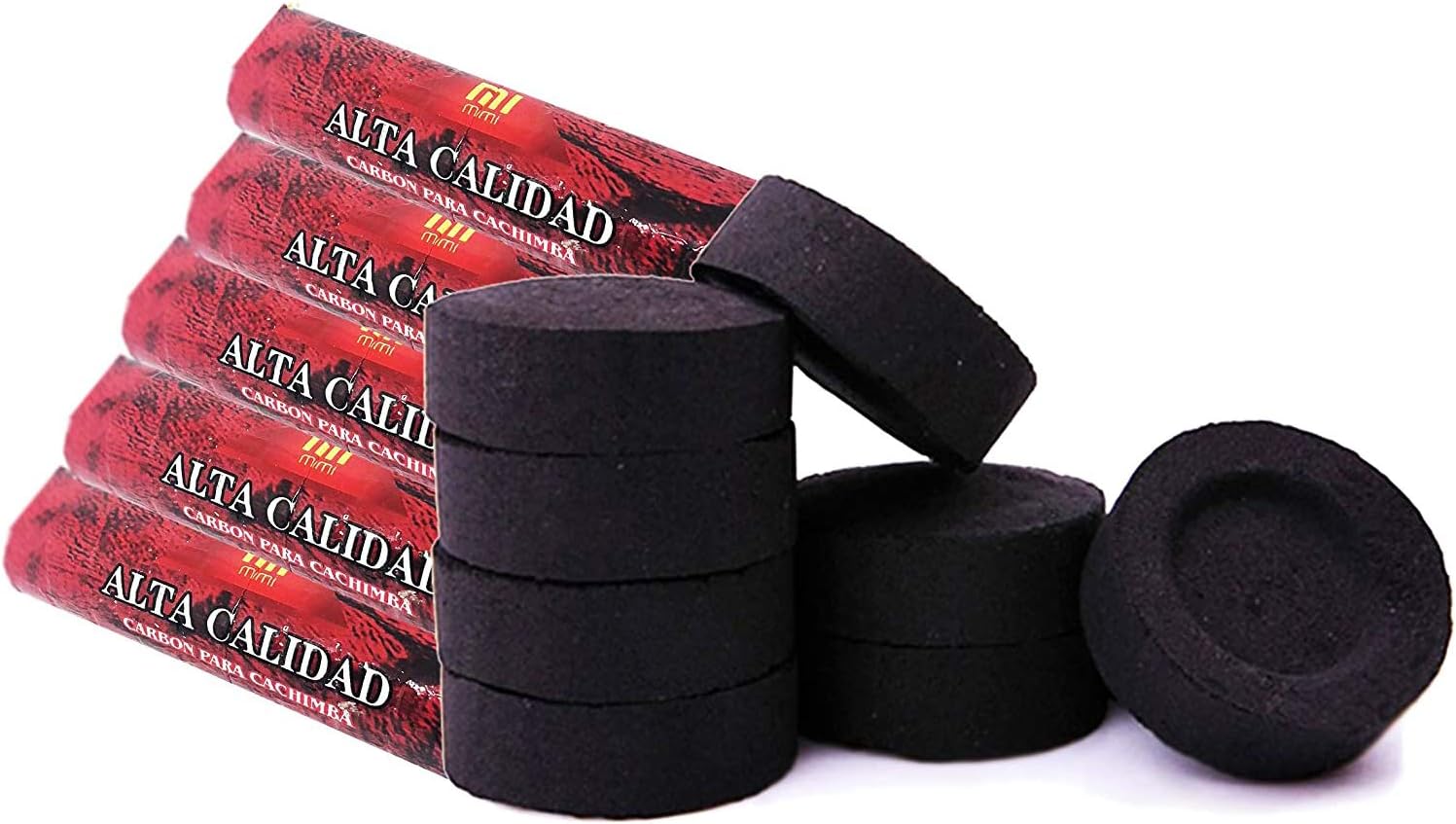 [Pack] Charcoal discs for burner, incense, incense burner, smoke, shisha, hookah, hookah, bong. Durable. For domestic use. 3.3 centimetres in diameter. (50)
