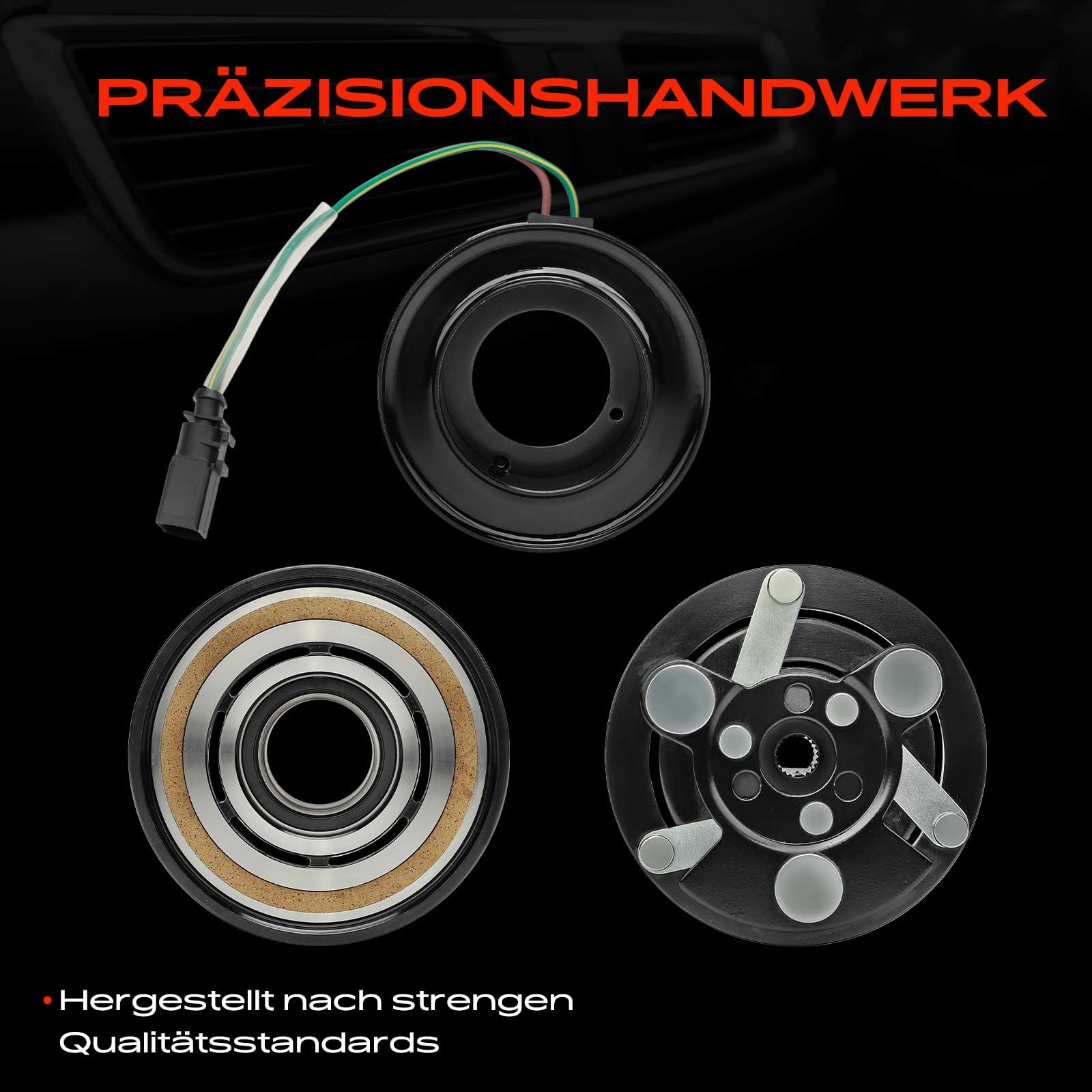 Frankberg 1x Mitnehmerscheibe + 1x Riemenscheibe + 1x Magnetspule SD7V16 Kompatibel mit A3 8L1 Polo 6N1 Golf IV 1J1 B.o.r.a 1J2 Ibiza II 6K1 Replace# 1J0820803L