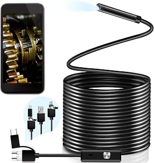 33FT USB Endoscope Camera Compatible with Android Windows PC MacBook 5.5 mm Borescope Inspection Snake Camera Dual Lens Sewer Inspection Camera with 6 LED Lights for Home Wall Duct Drain Pipe Plumbing