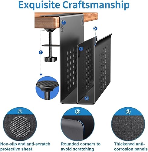 Miniatura 7 de osseph Organizador lateral de escritorio de 2 niveles, organizador de escritorio lateral de metal con soporte magnético para bolígrafo, sin taladrar