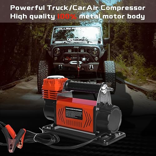 Miniatura 5 de OPENROAD Compresor de aire portátil de 12 V, resistente, inflador de neumáticos de camión de 5.65 CFM, kit de compresor de aire todoterreno para