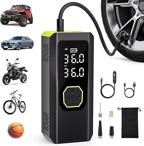 Inflador de neumáticos, compresor de aire portátil, bomba de aire de 144 PSI para neumáticos de automóvil, inflado de modo doble, bomba de