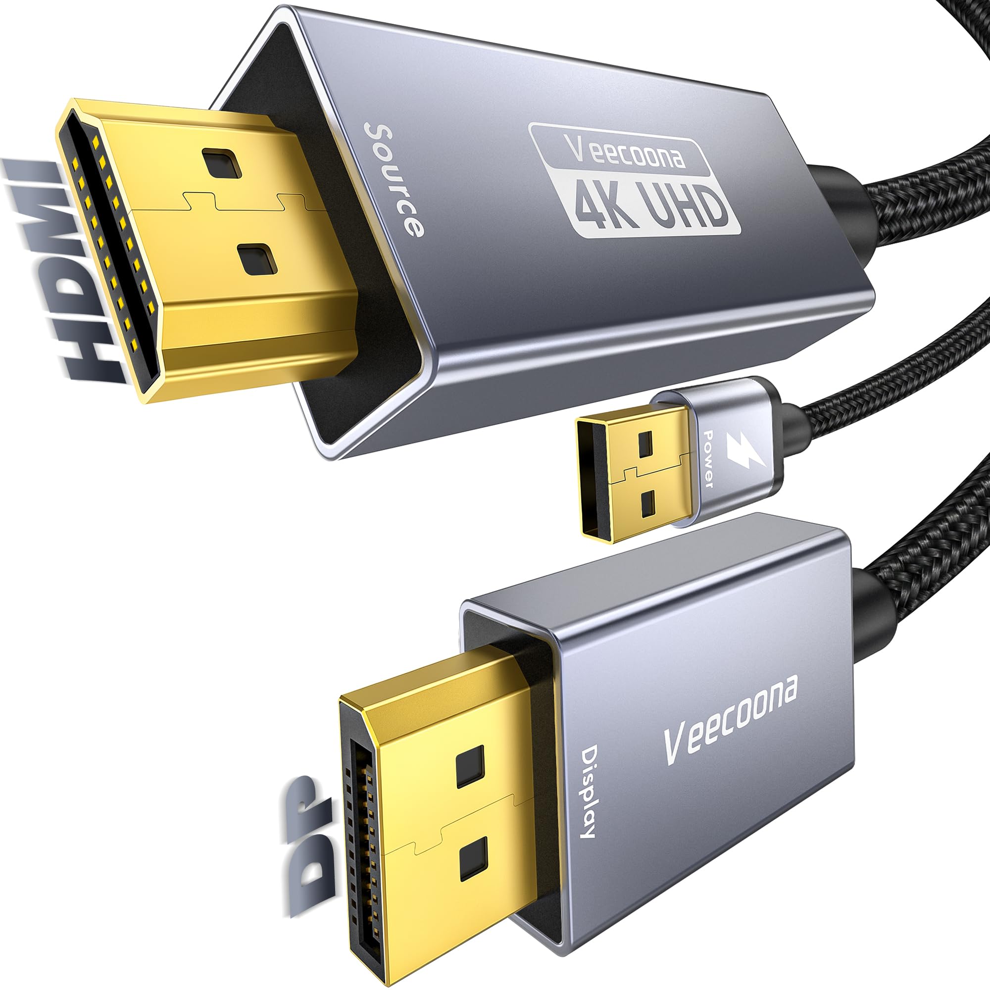 Câble actif HDMI vers DisplayPort unidirectionnel de 3 m (4K @ 60 Hz/1080p @ 120 Hz) | Source HDMI vers DP moniteur adaptateur de port d'affichage compatible avec ordinateur portable, AMD, NVIDIA, PS5