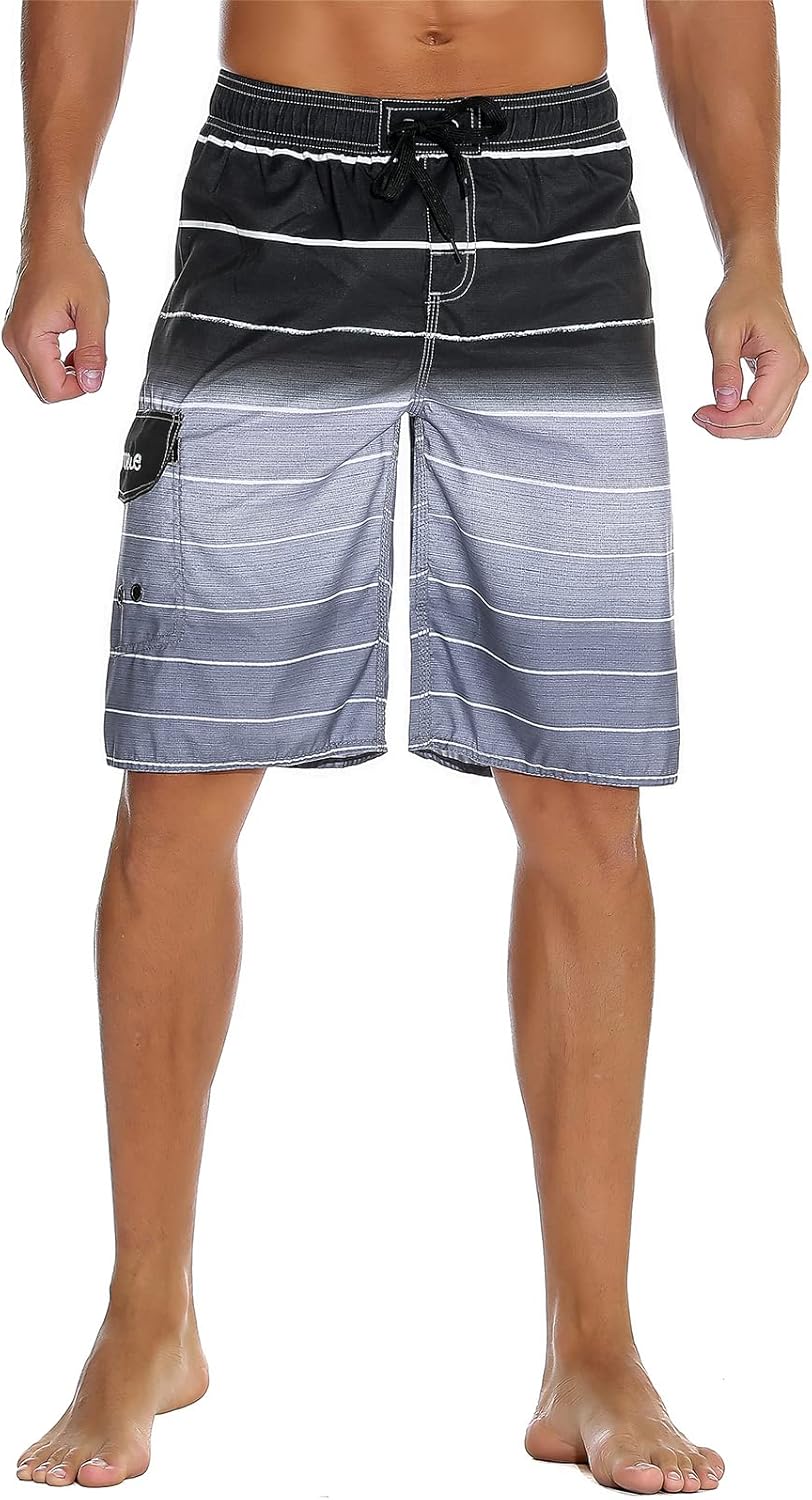 Nonwe Men's Beachwear Summer Holiday Swim Trunks Quick Dry Striped