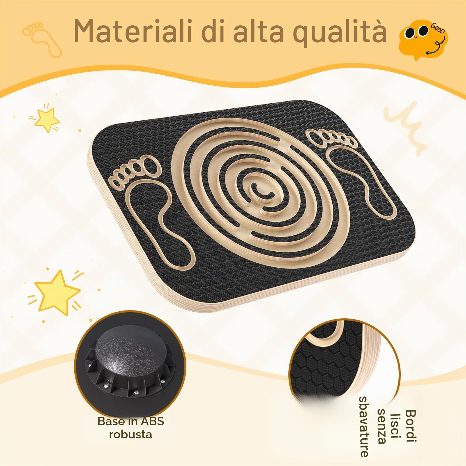 Balance Board in legno per bambini e adulti con 2 palle, tavola di bilanciamento con labirinto integrato per giochi interattivi,Tavoletta Propriocettiva 44.5x30cm (17.5x11.8in)