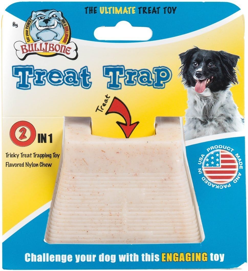 Nylon Dog Chew Toy - Bullibone Treat Trap - Chew Toy - Bacon- Long Lasting Chew Toy, Engages Playful Behavior, and Freshens Dog’s Breath
