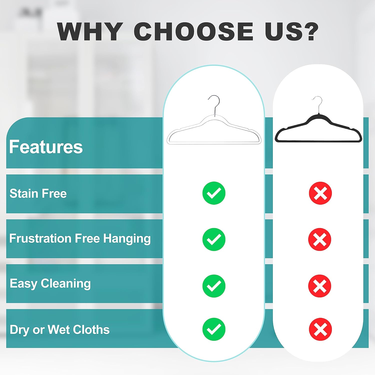 Quality Hangers Clear Plastic Hangers for Clothes | 50 Pack - 16.5 Inch | Heavy Duty Hangers Space Saving Crystal Acrylic | 360 Degree Swivel Hook and Notches (Clear, 50)