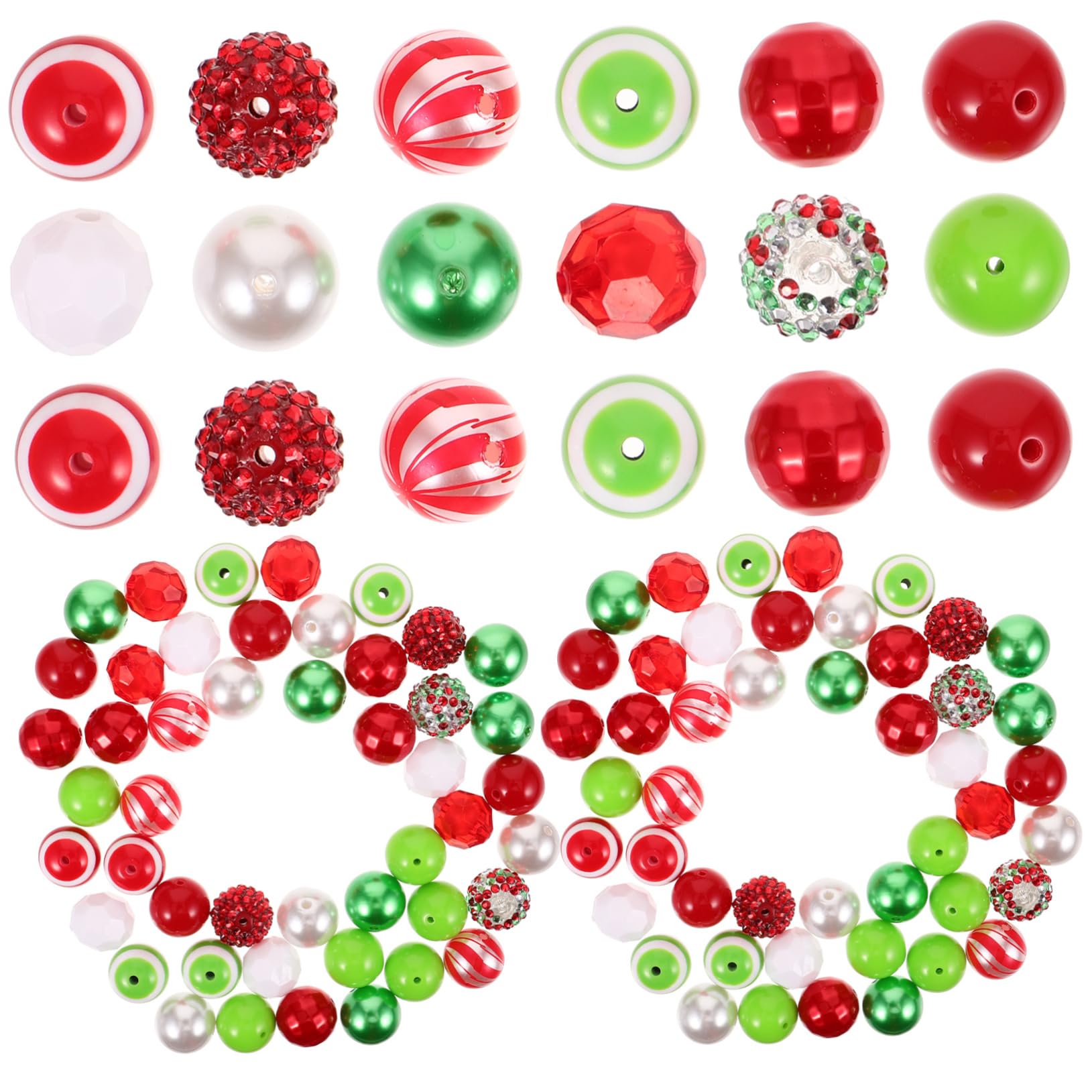 TEHAUX 3paquetes Cuentas De Abalorios Sueltos De Navidad De Diseño De Bastón De Material Para Manualidades Decoración De Joyería Para Pulseras y Collares