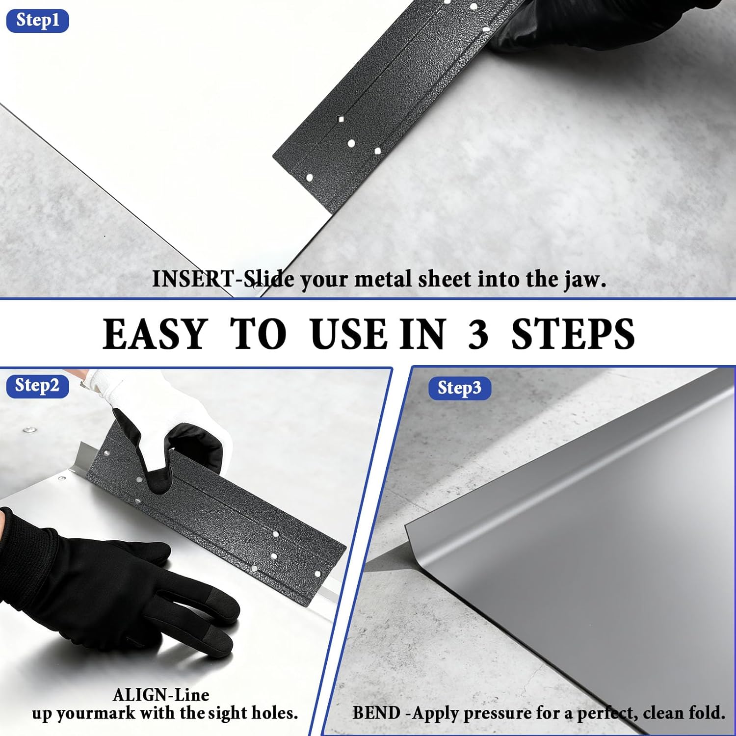 12 Inch Metal Bender Hand Tool, 3/8" & 1" Fold Depth Folding Tool Sheet Metal Bending Tools for Hvac, Duct Bender Hand Tool, Forming Metal thumbnail