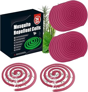 24 Mosquito Coils with 6 Metal Stands, 6-8 Hours/Burn Mosquito Repellent Outdoor Patio, Garden, Camping & Backyard Mosquitoes Repelling, Natural Mosquito Repellent Coils Safe for Kids & Pets