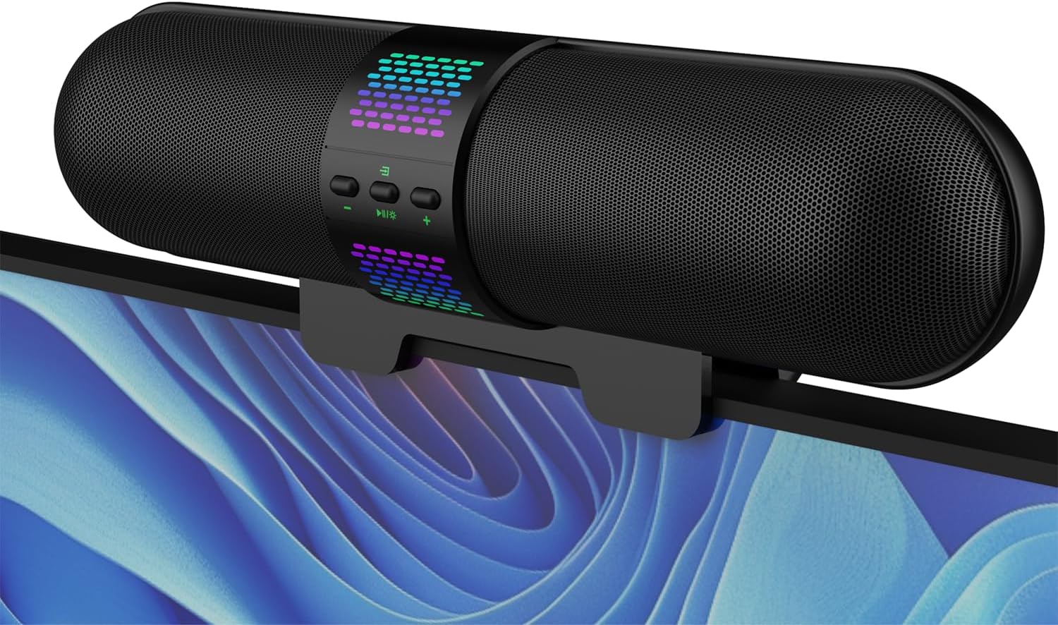 BESTISAN Computer Speaker, 2026 Upgraded with Auto L/R Swap (G-Sensor), Bluetooth 5.3/USB A/C Connection, 6 RGB Light Modes, Gaming Soundbar for PC/Laptop/Desktop, Clamps to Monitor, Easy Controls