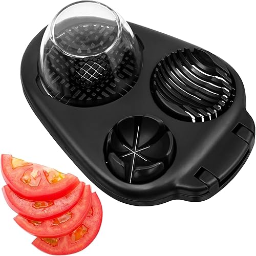 CraftyCrocodile Cortador de huevos duros para huevos duros, 3 modos de rebanada, práctico cortador de huevos de acero inoxidable resistente,