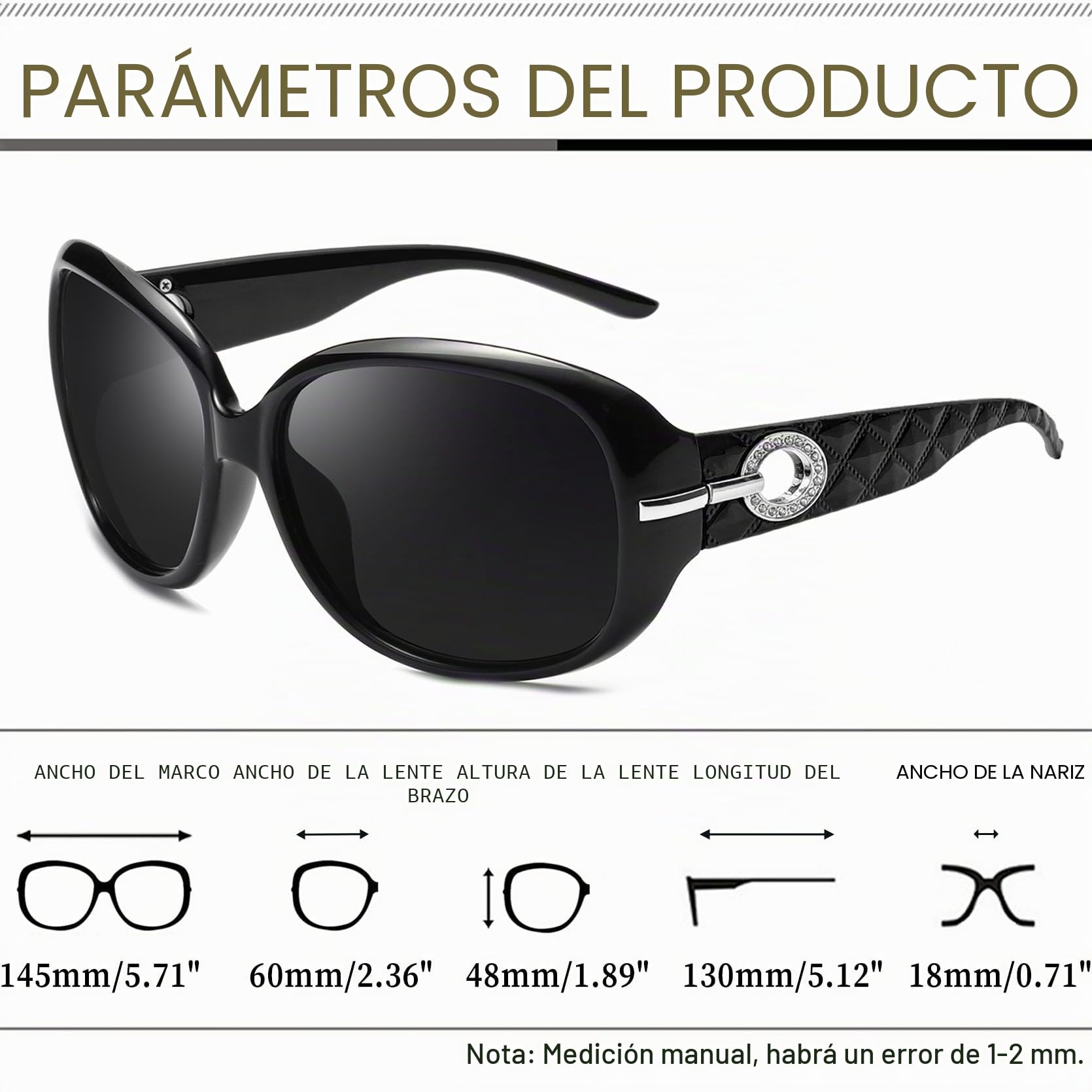 Joopin Gafas de Sol Mujer Polarizadas Grandes Elegantes Modernas Brillantes Protección UV400