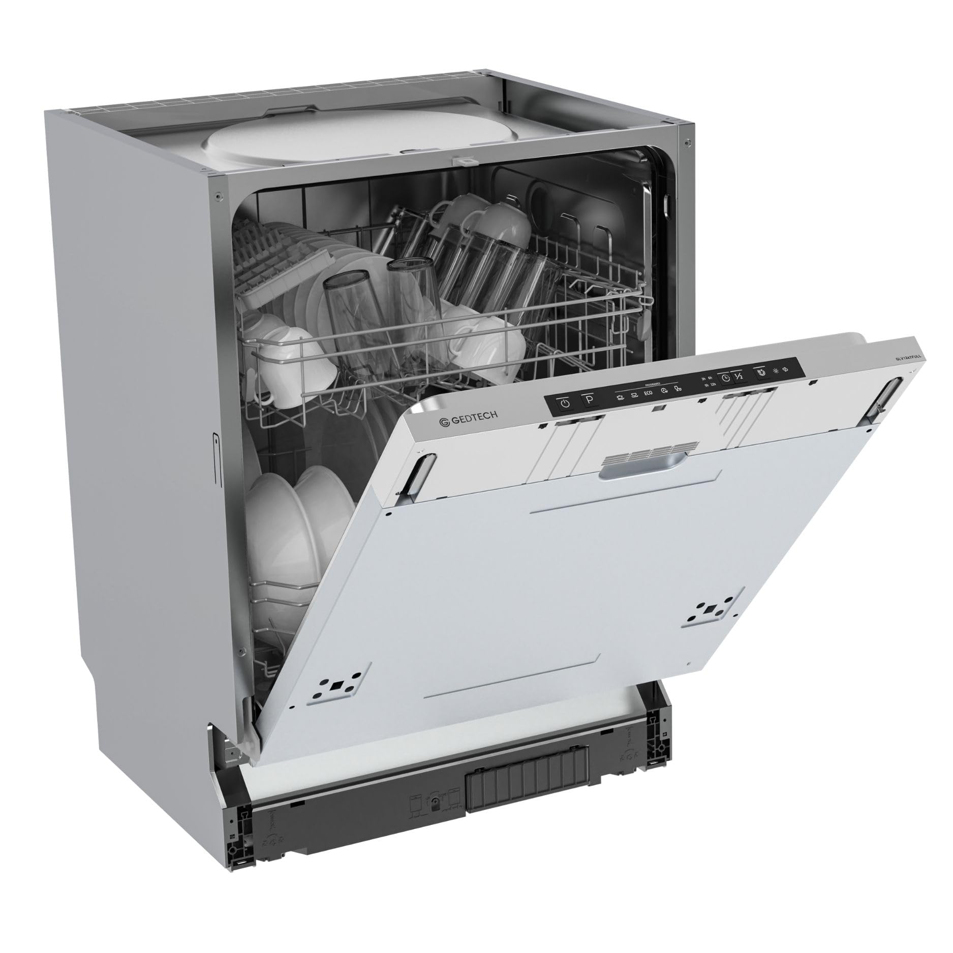 GETECH GLV1249FULL - Lavavajillas completo empotrable, 12 cubiertos, 49 dB, A++