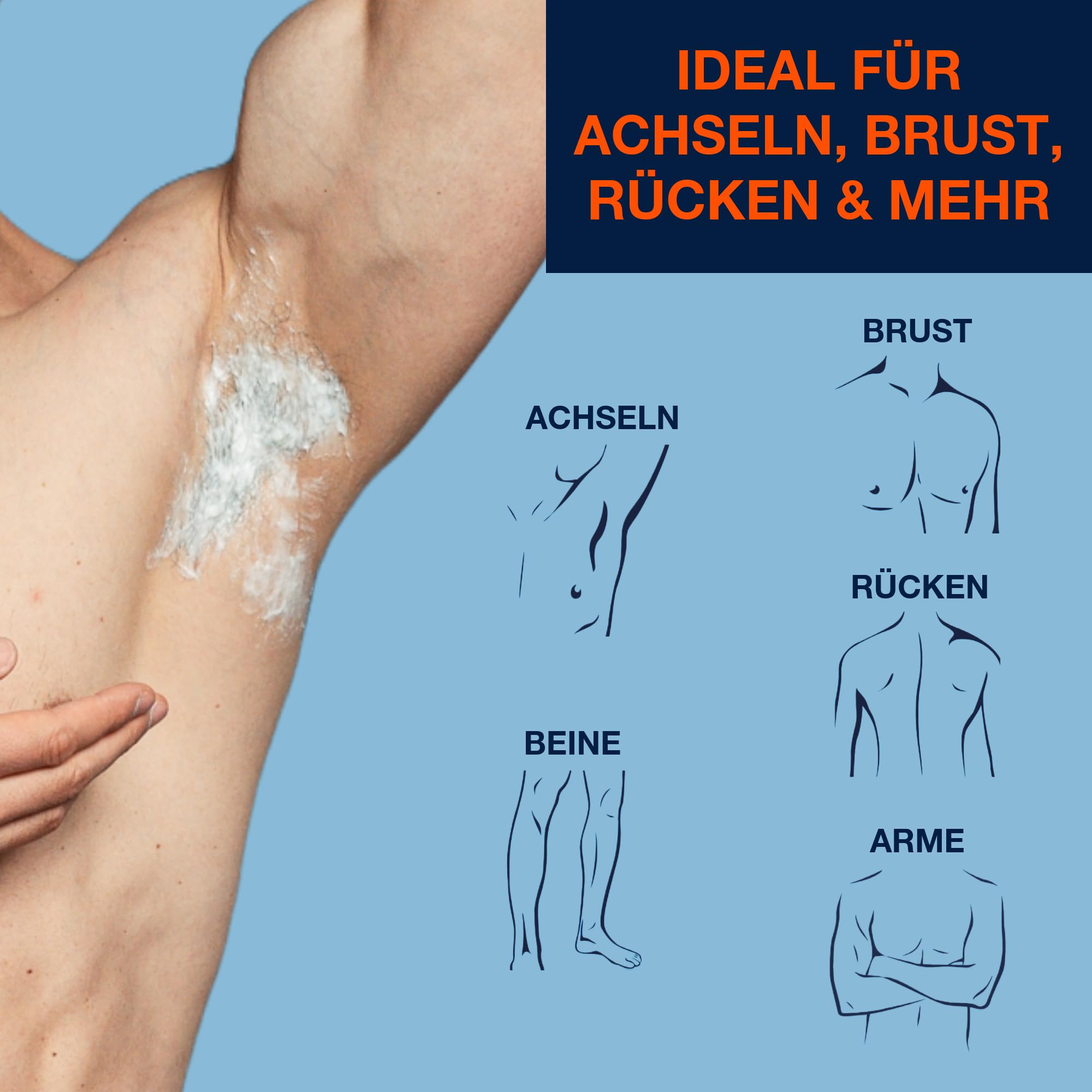 NO HAIR CREW Körper-Haarentfernungscreme für Männer 3x 200ml – Das Original | Für Brust, Rücken, Arme, Beine & Achseln. Entfernt Haare in nur 4–8 Minuten. Glatte Haut ohne Schnittgefahr und Rasierpickel.