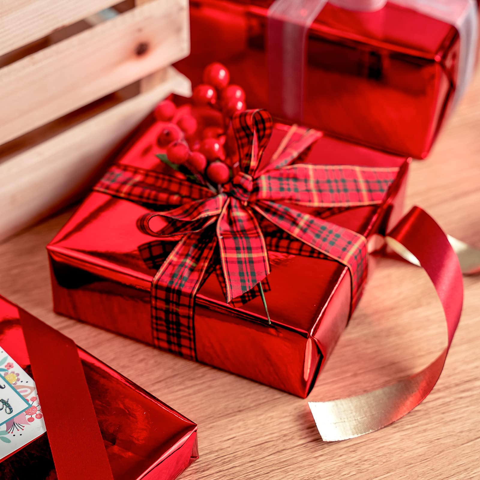 Boîte Cadeau De Noël Pliable - 23x23x23 Cm, Motif Père Noël, Nœud Rouge, Réutilisable