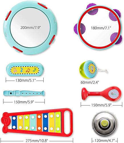 Miniatura 4 de Infunbebe - Set de instrumentos musicales con banda de Xylophone para niños 15 piezas