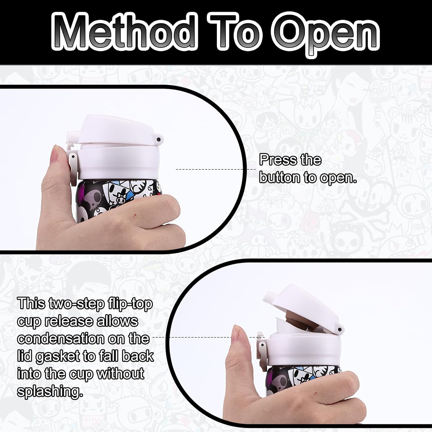 Tokidoki Unicorno insulated water bottle Stainless Steel Water Bottle 16oz Vacuum Sealed Thermal Cup with Leak Proof Flip Lid, Double Wall Tumbler for Hot & Cold Drinks, Unicorno Design - Image 6