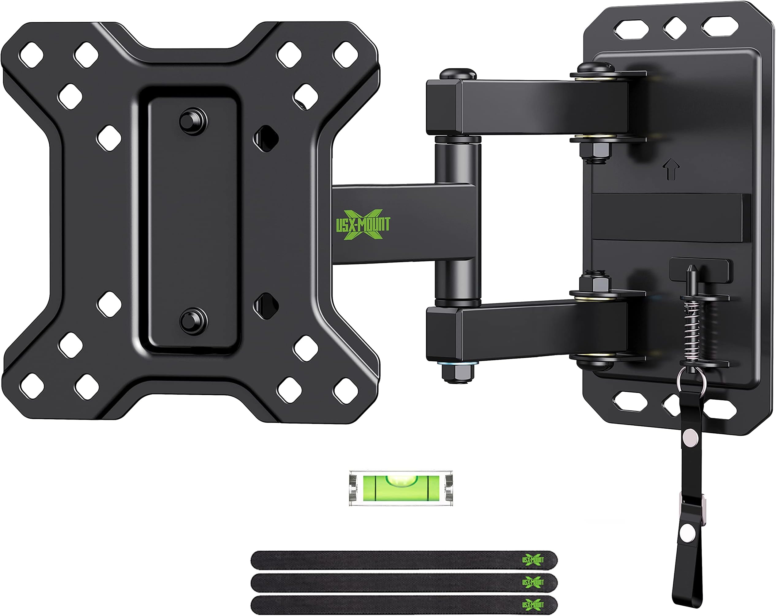 USX MOUNT Full Motion TV Wall Mount up to 33 lbs VESA 100x100mm,Flat Screen TVs Lockable RV Mount on Motor Home Camper Truck Marine Boat Trailer TV Mount for 10-26 Inch LED Easy One Step Lock