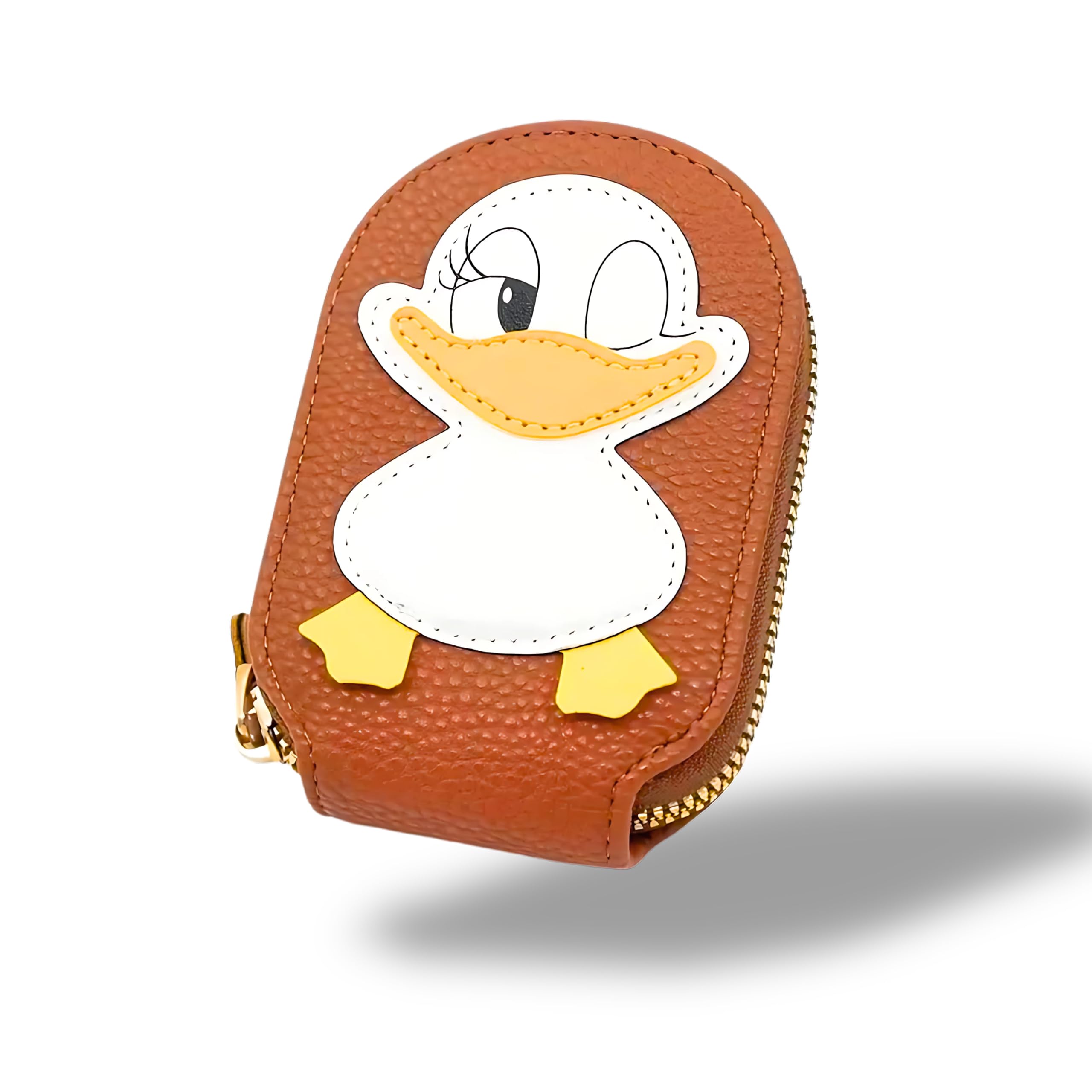 Card Holder Wallet – Cute Duck Designed Girls Wallet | 11 Card Slots Slim Wallet, Faux Leather Small Purse with Zipper, Easy to Fit in Pocket & Bag (Cute-Brown)-image-12