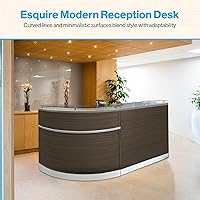 Vista 9 de NBF L Shaped Modern Reception Desk with Counter - 79" W x 63" D Retail Checkout Counter - Curved Front Desk Reception Counter - Countertop Welcome