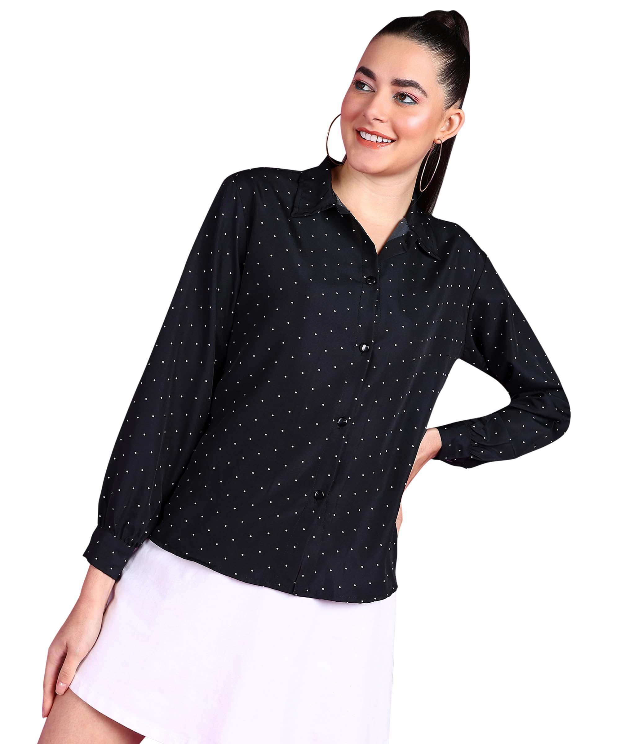 popwings Women Casual Sky Blue Floral Printed Shirt | Collar Button Shirt | Full Sleeve Shirt | Trendy Shirt | Regular Casual Shirt-picture-12