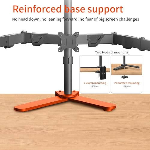 Miniatura 4 de Soporte de escritorio para 6 seis monitores, soporte totalmente ajustable para pantallas de hasta 32 pulgadas, 19.8 libras, capacidad de peso por