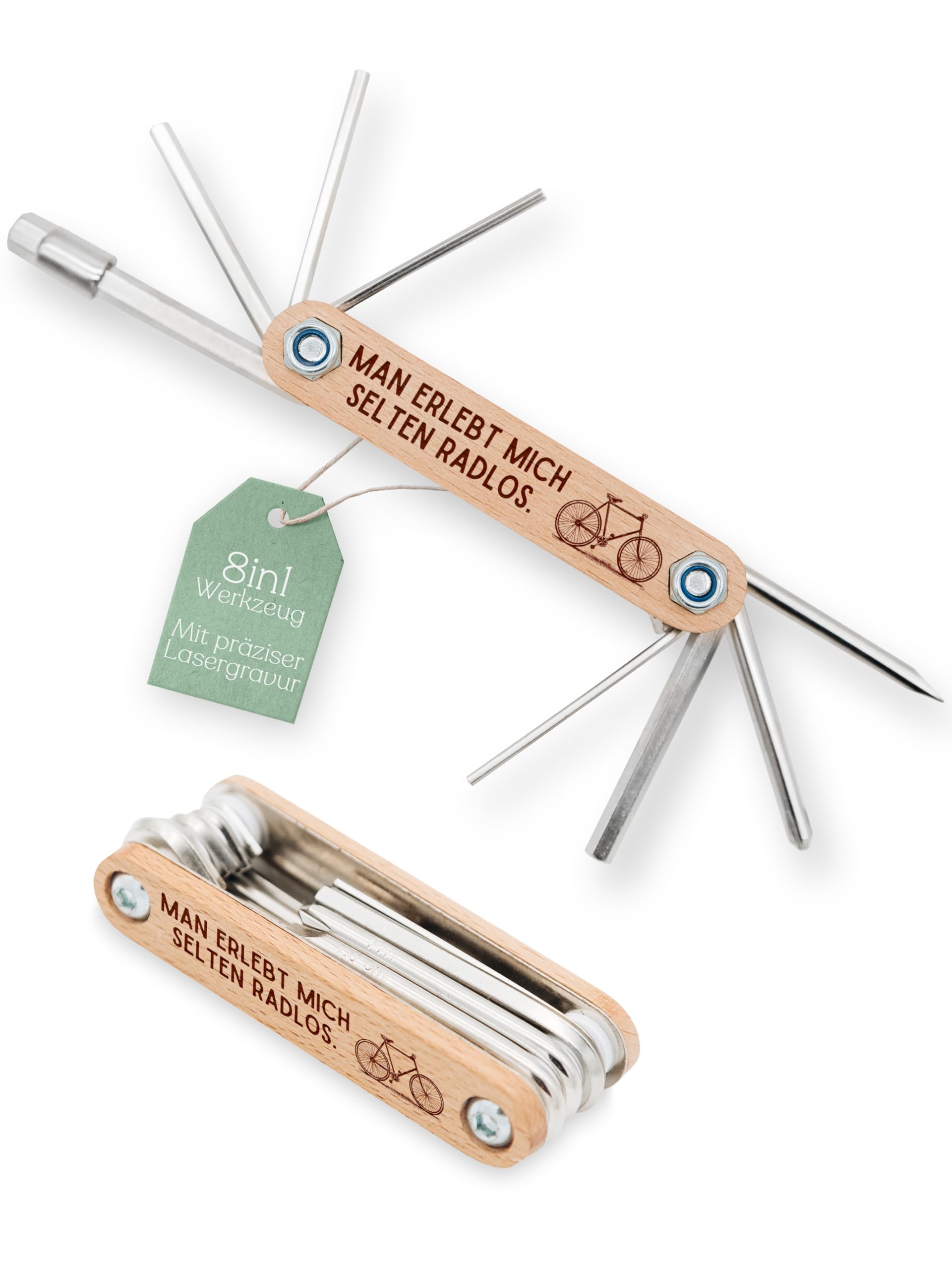 Fahrrad Multitool, Geschenke für Männer, Fahrrad-Zubehör, Biker Papa Geschenk, Vatertagsgeschenk, Bike Werkzeug Velo in schönen Designs (Radlos)