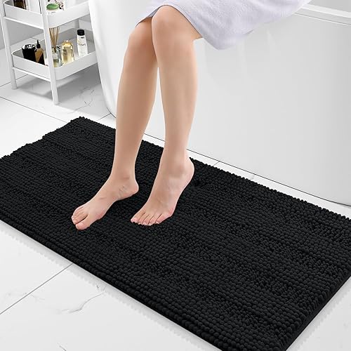 Miniatura 29 de Grandaily - Alfombras de baño de felpilla a rayas, extragruesas y absorbentes, antideslizantes, con fibras largas y suaves, lavables a máquina, para