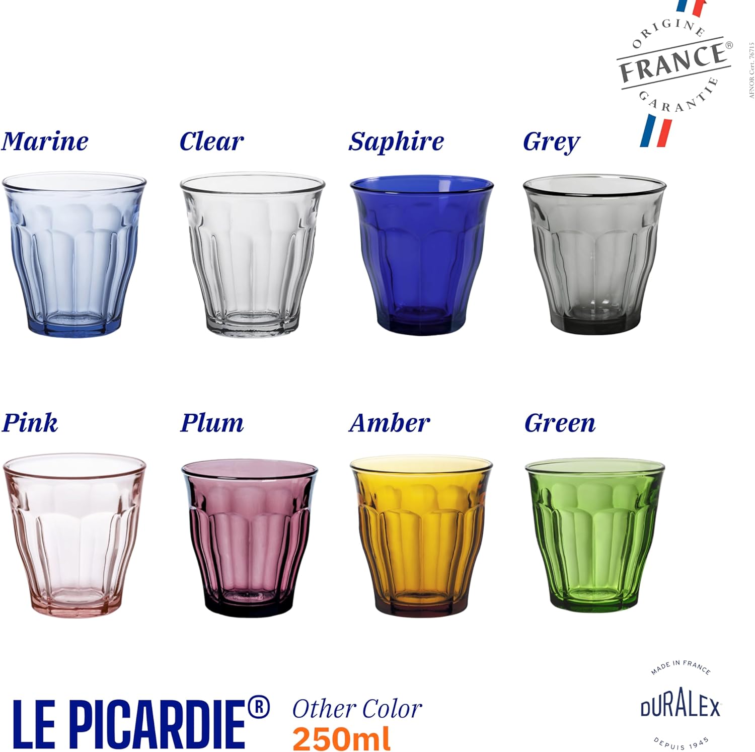 Duralex Picardie 1027AC04 Set of 4 Transparent Glass Tumblers, 25 cl