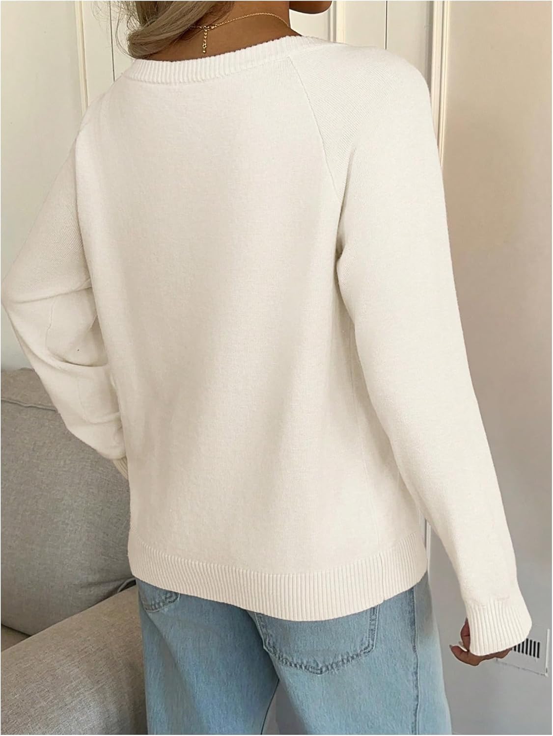 SOLY HUX Women's Off The Shoulder Sweater Long Sleeve Cute Animal Print Knit Pullover Tops Fall Winter Clothes