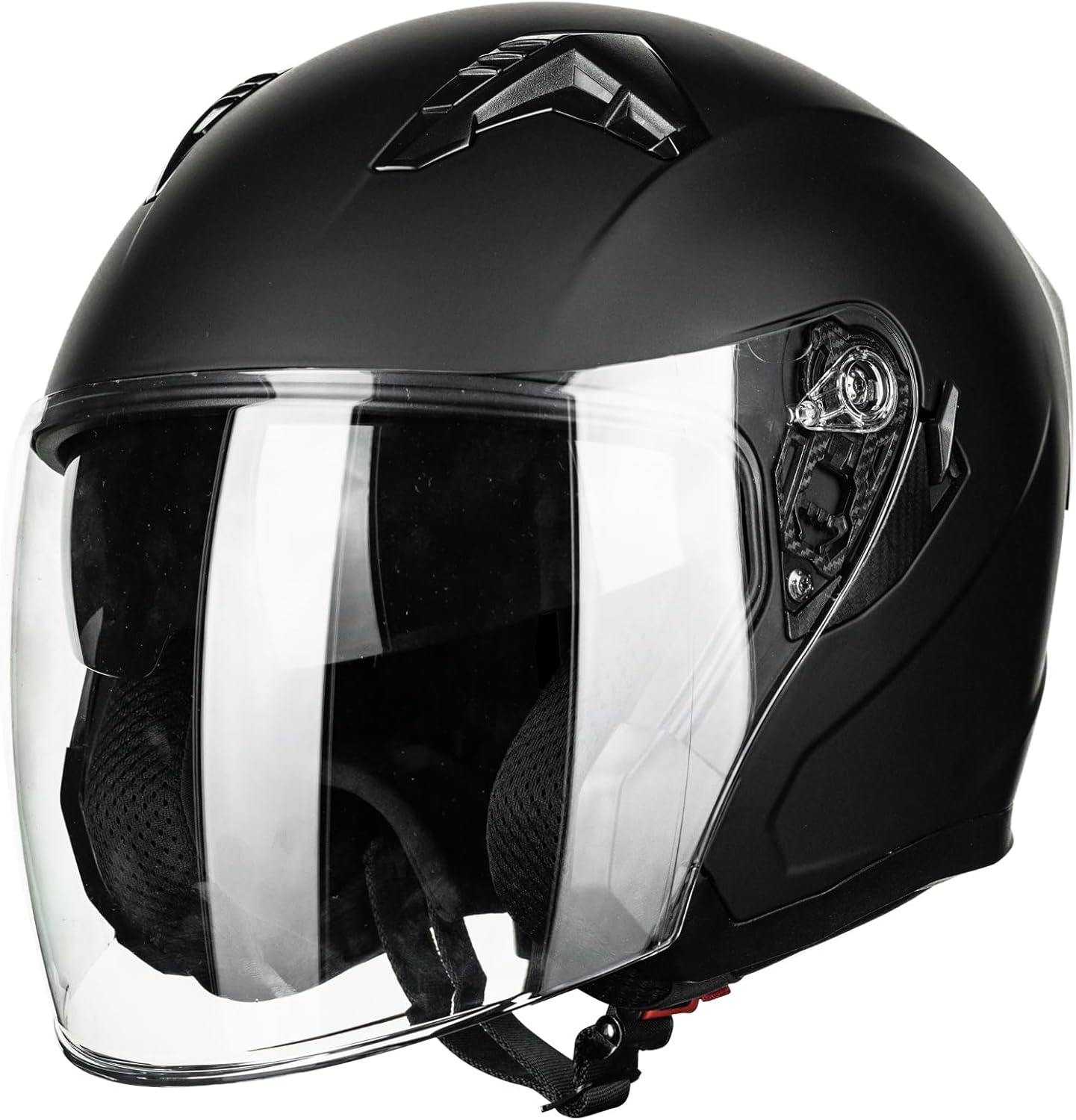 Open Face Motorcycle 3/4 Helmets with Dual Visor for Men Women DOT Moped Scooter Cruiser Helmet Model AU-MO328