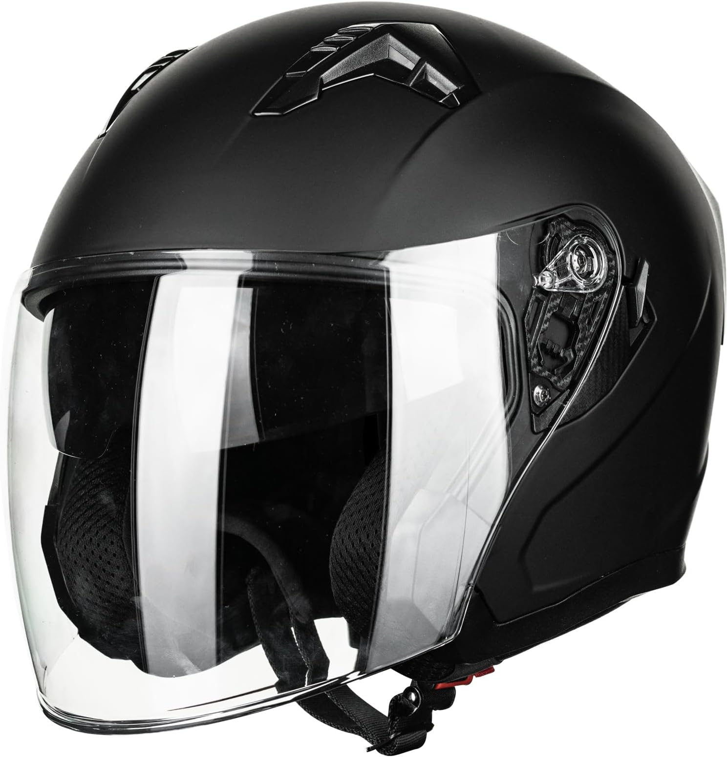 Open Face Motorcycle 3/4 Helmets with Dual Visor for Men Women DOT Moped Scooter Cruiser Helmet Model AU-MO328