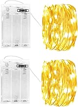 2 x 5 m 50 LED Battery Operated LED String Lights Copper Wire with Timer Waterproof for Rooms Garden Pitchers Christmas Indoor Decoration Warm White