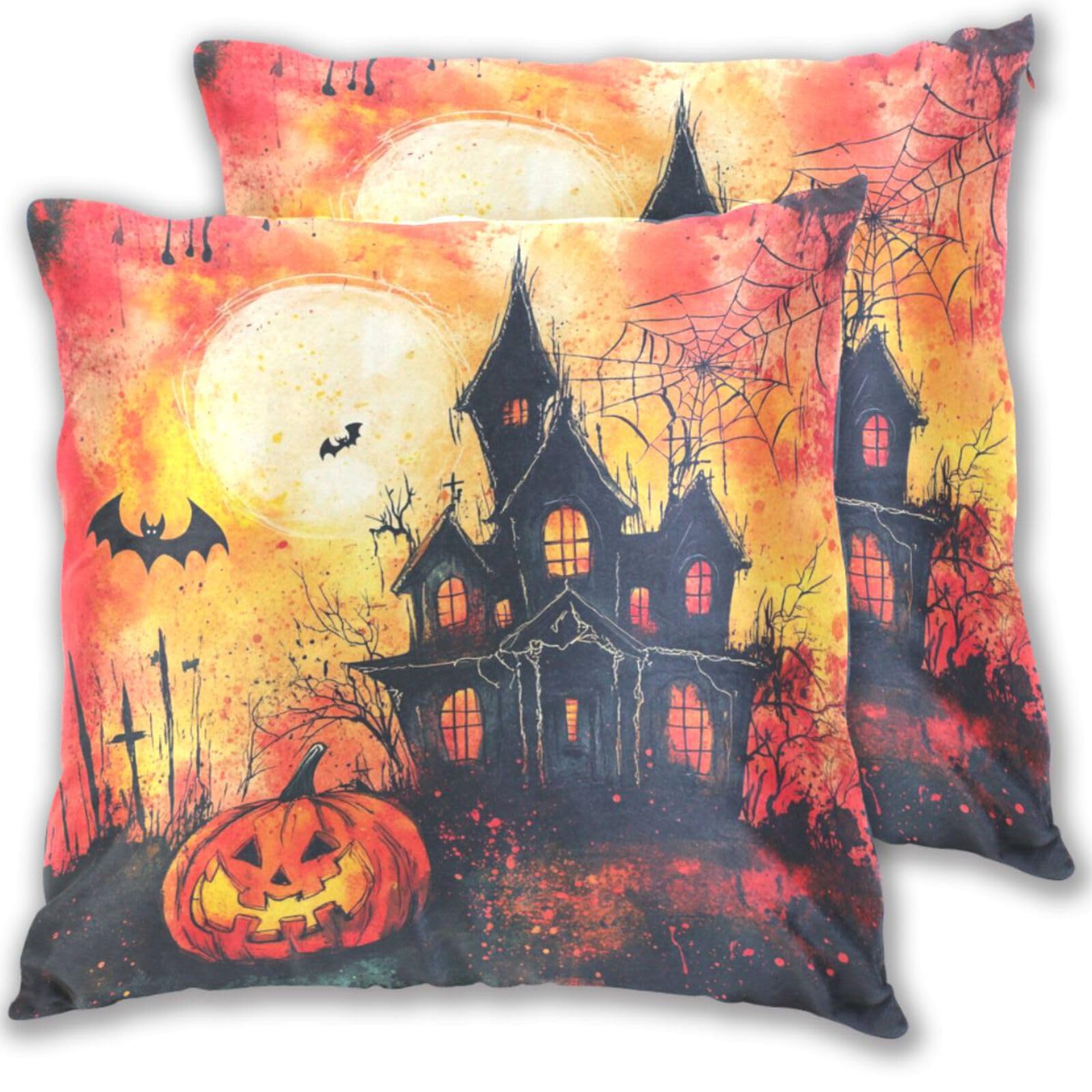 Taies d'oreiller en satin jaune château de citrouille pour lit de luxe