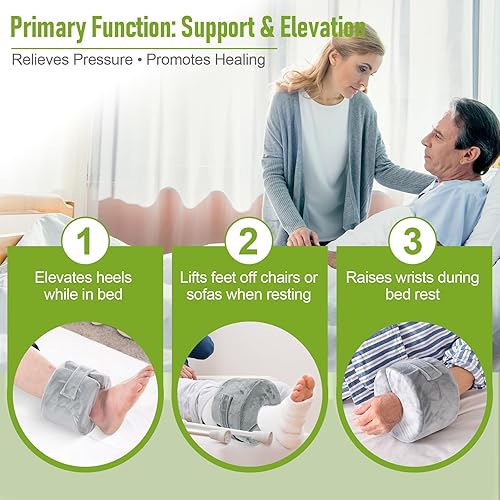 Miniatura 2 de Foot & Ankle Elevation Pillow for Bed Sores & Surgery Recovery - High-Density Foam Heel Protectors with Washable Cover - Support Cushion for Elderly