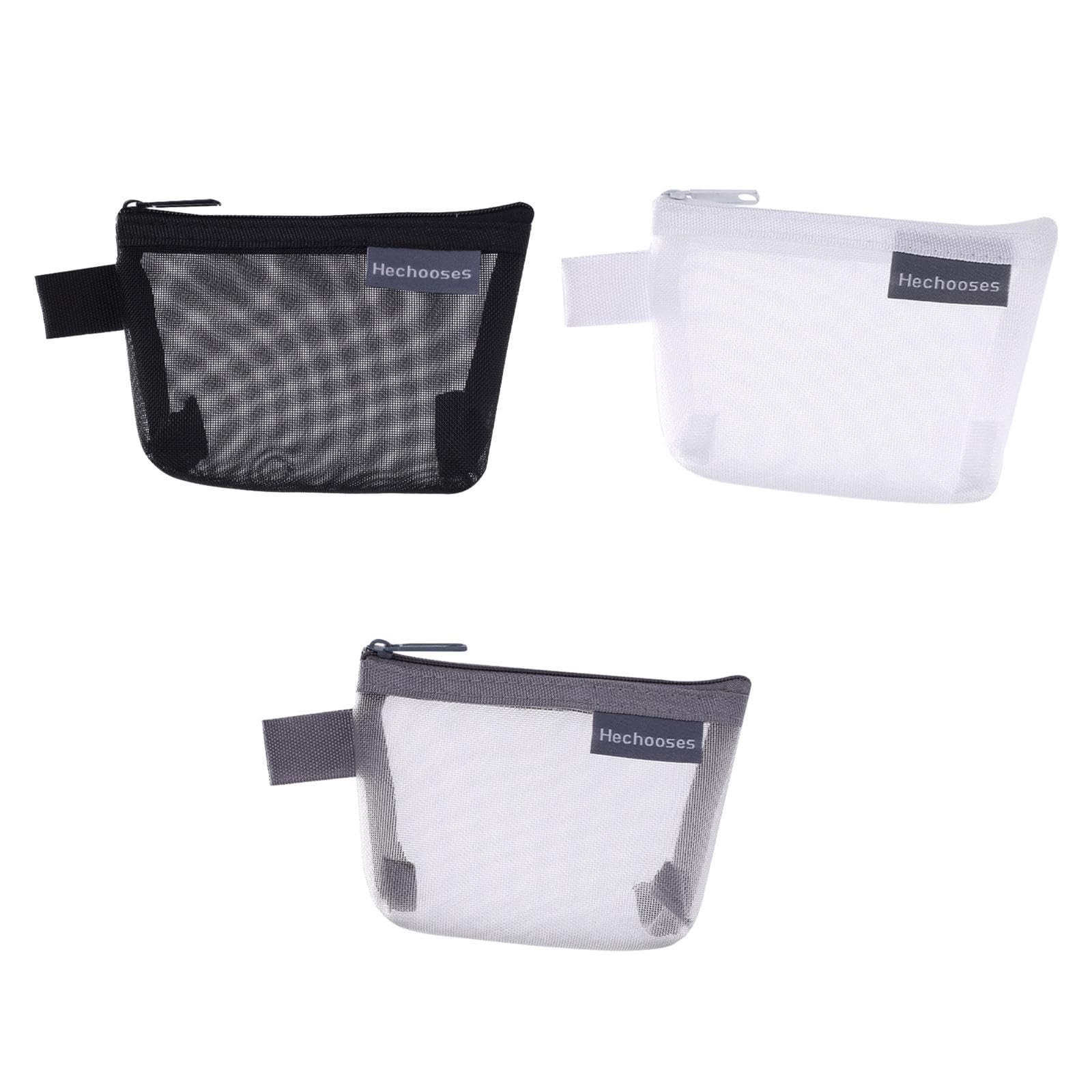 Mesh Zipper Pouch Cosmetic Travel Organizer Bag for Pencil Travel Toiletries Black-image-19