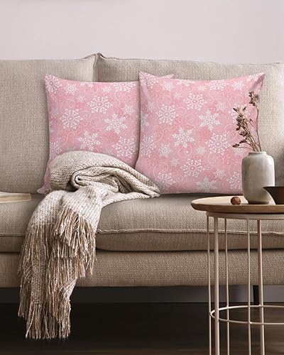 Miniatura 8 de QueenKer Juego de 2 fundas de almohada navideñas de 24 x 24 pulgadas, diseño de copos de nieve de invierno, fundas decorativas para sofá y cama,