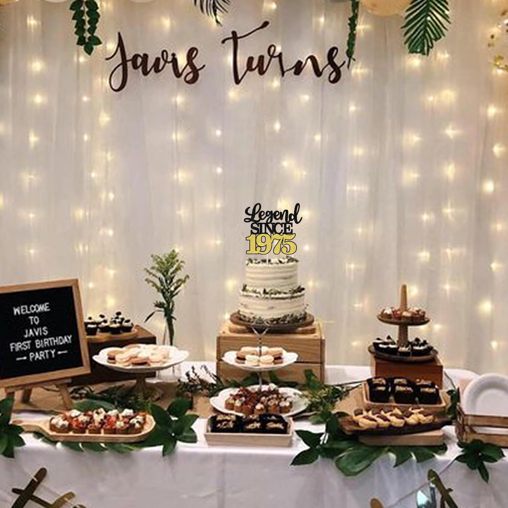 Lot De 36 Décorations Pour Cupcakes « Happy 50th Birthday » - Double Face - Noir Et Doré