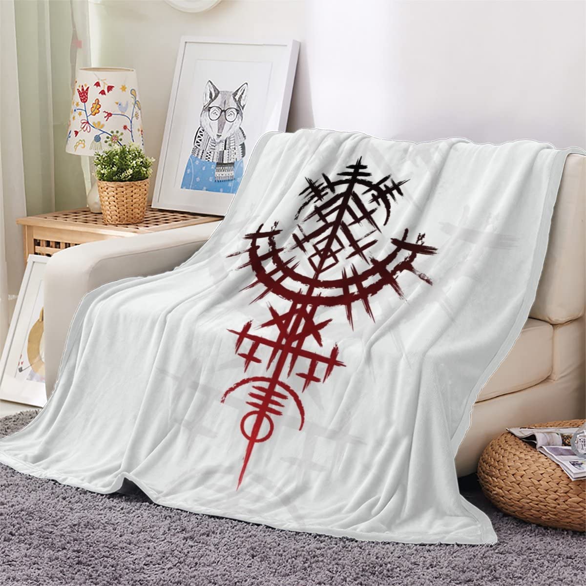 Wikinger Kuscheldecke – 180x220 Cm, Flanell, Microfaser, 3D-Druck, Waschbar