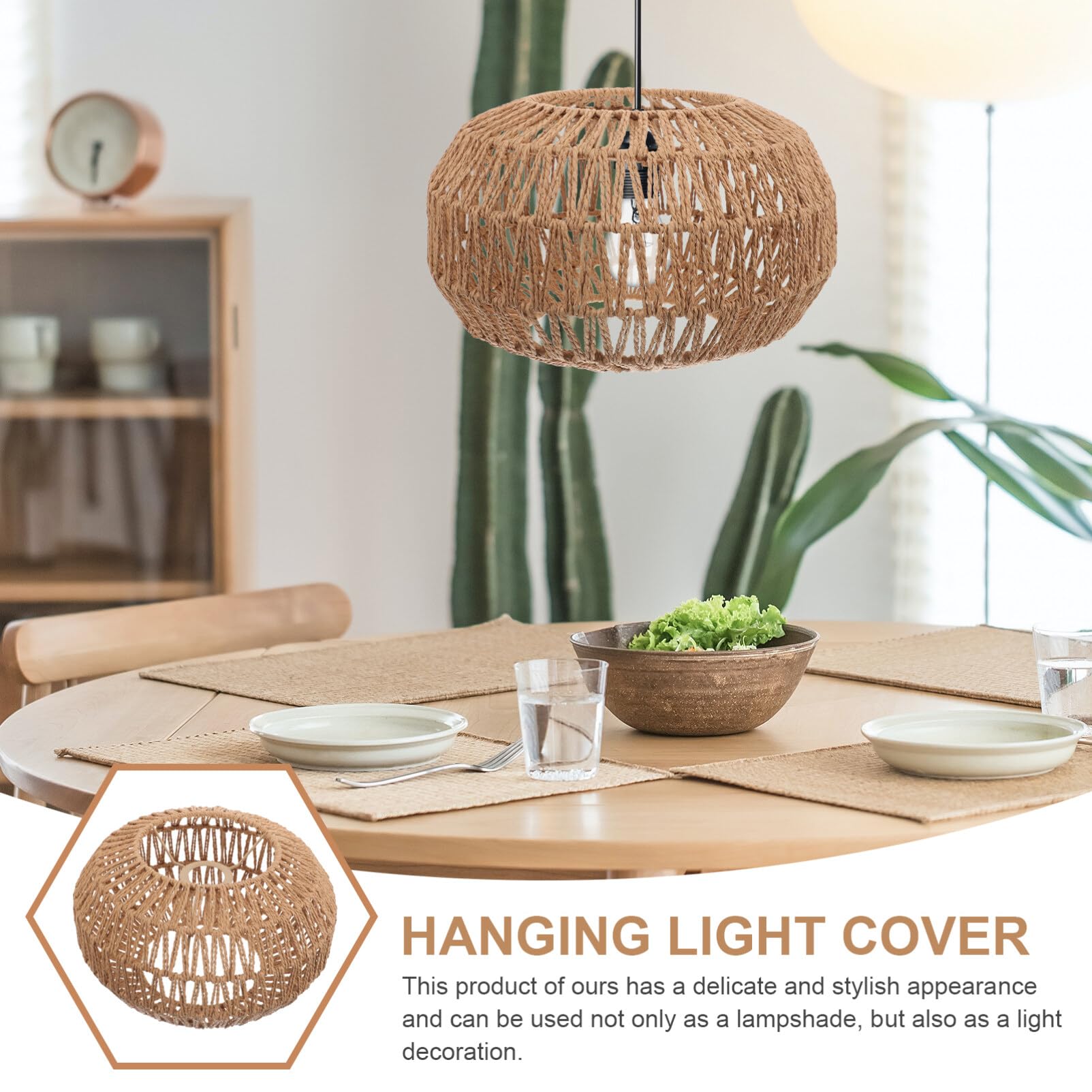 Lampadario Intrecciato a Mano Lampada a Sospensione Vintage in Rattan, Paralume a Cestino Boho retrò, Plafoniera E27 per Tavolo da Pranzo-Linea 120cm | Leroy Merlin