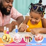 Enfants Nail Polonais Non-Toxic Nail polonais 12 Couleurs Glitter Kids Nail Polish Set pour les filles, à base d'eau Peel-off à séchage rapide Nail polonais Toddler Cadeaux d'anniversaire parfaits