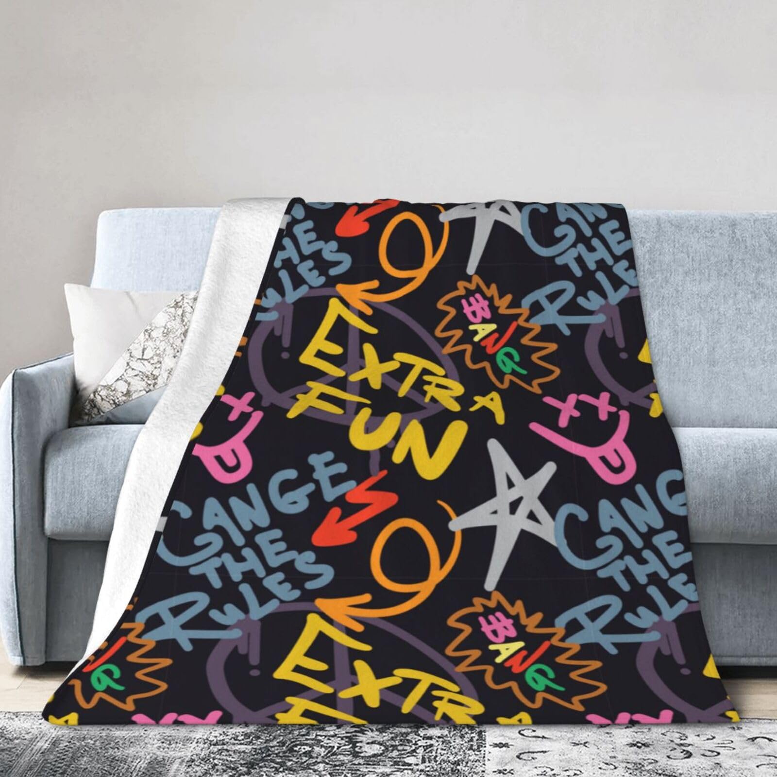 Noble Ren Street Graffiti Peace Ultra-Soft Micro Fleece Blanket Winter Warm Soft Lannel Fleece Throw Blanket For Couch Sofa Bed 40"X30"