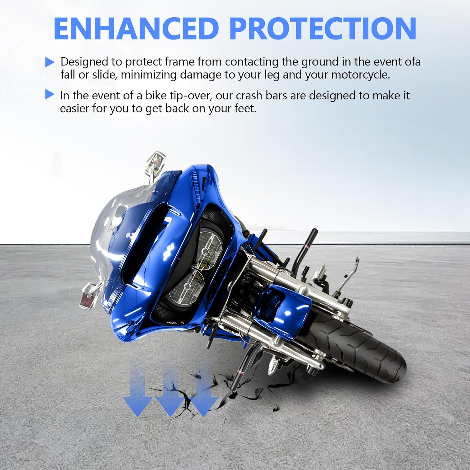 Motorcycle Front Engine Guard Crash Bar Bumper Protector with Flat Washer Flat Out Bar Compatible with Harley Davidson Street Glide Road Glide Road King Electra Glide Trike Glide 2009-2013 Black