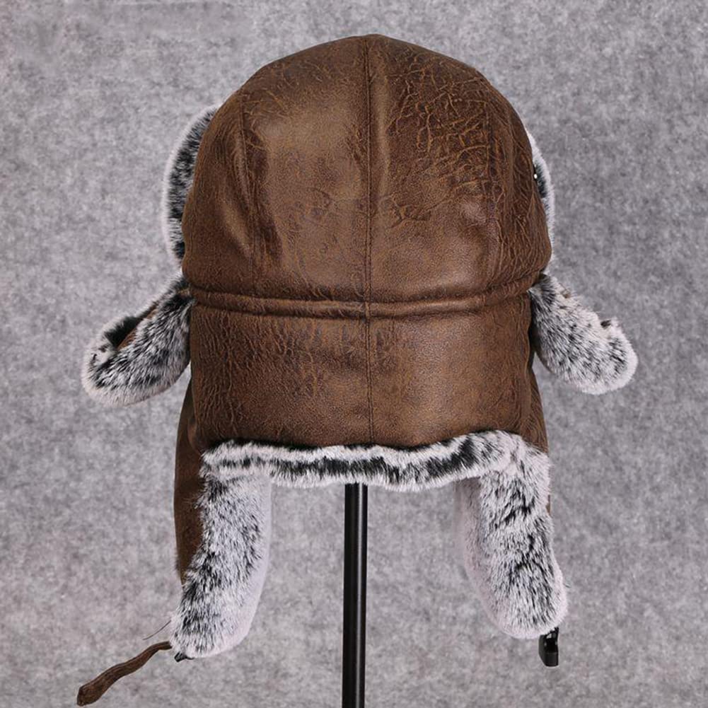 Donna/Uomo - Cappello in Pelliccia Sintetica Berretto da Aviatore con Fodera,Cappello Bomber Invernale Antivento con Paraorecchie Autunno/Inverno