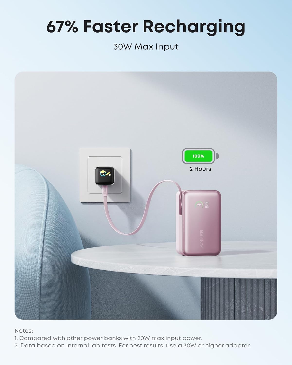 Anker Nano Portable Charger, 45W 10000mAh with 2.3 ft Retractable Cable, Compact Power Bank, Travel Essential Phone Battery Pack for iPhone 17/16 Series, iPad, Galaxy, Pixel, and More