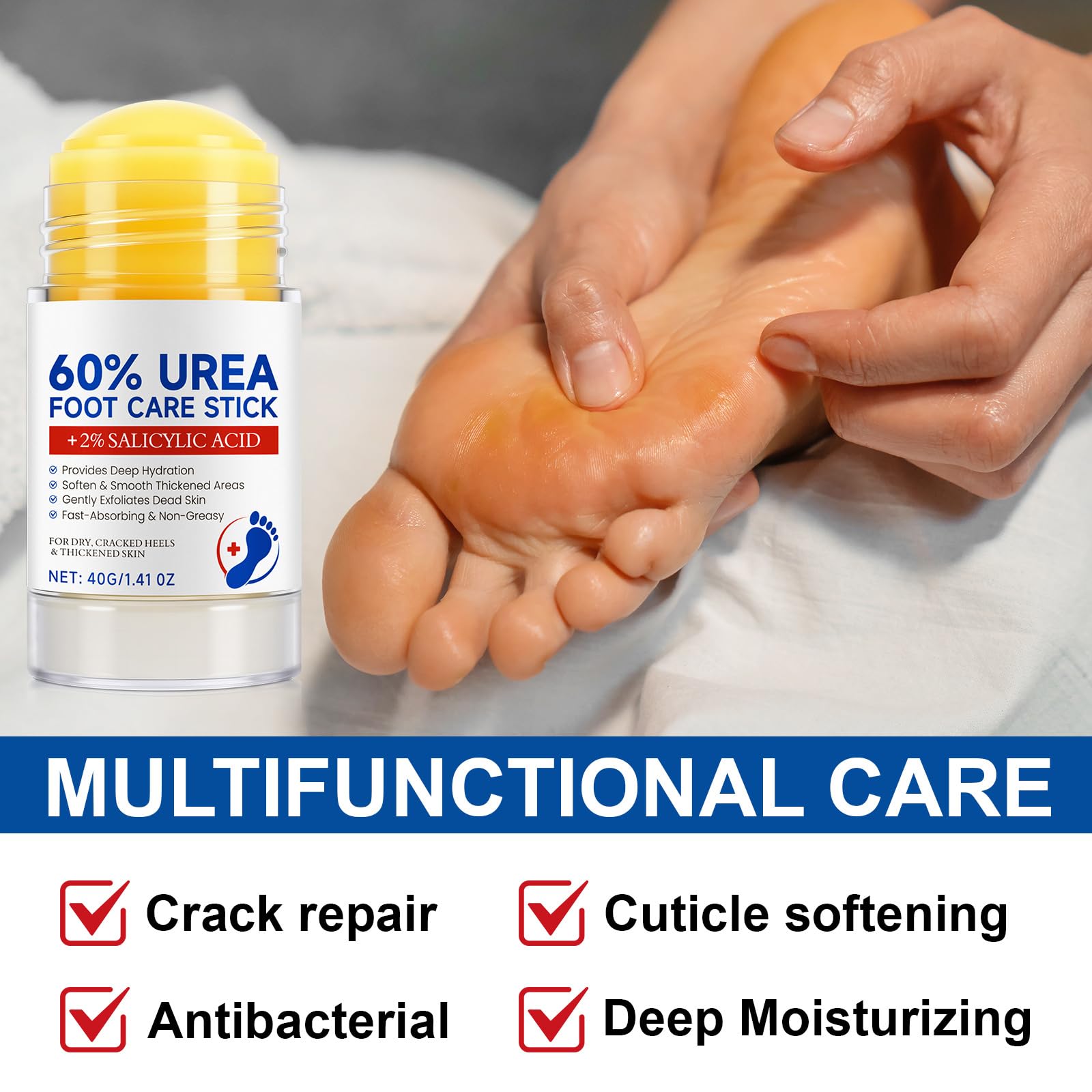 2PCS Urea Cream 60 Percent for Feet with Salicylic Acid, Intensive Callus & Hard Skin Remover, Cracked Heel Repair Balm - Image 3